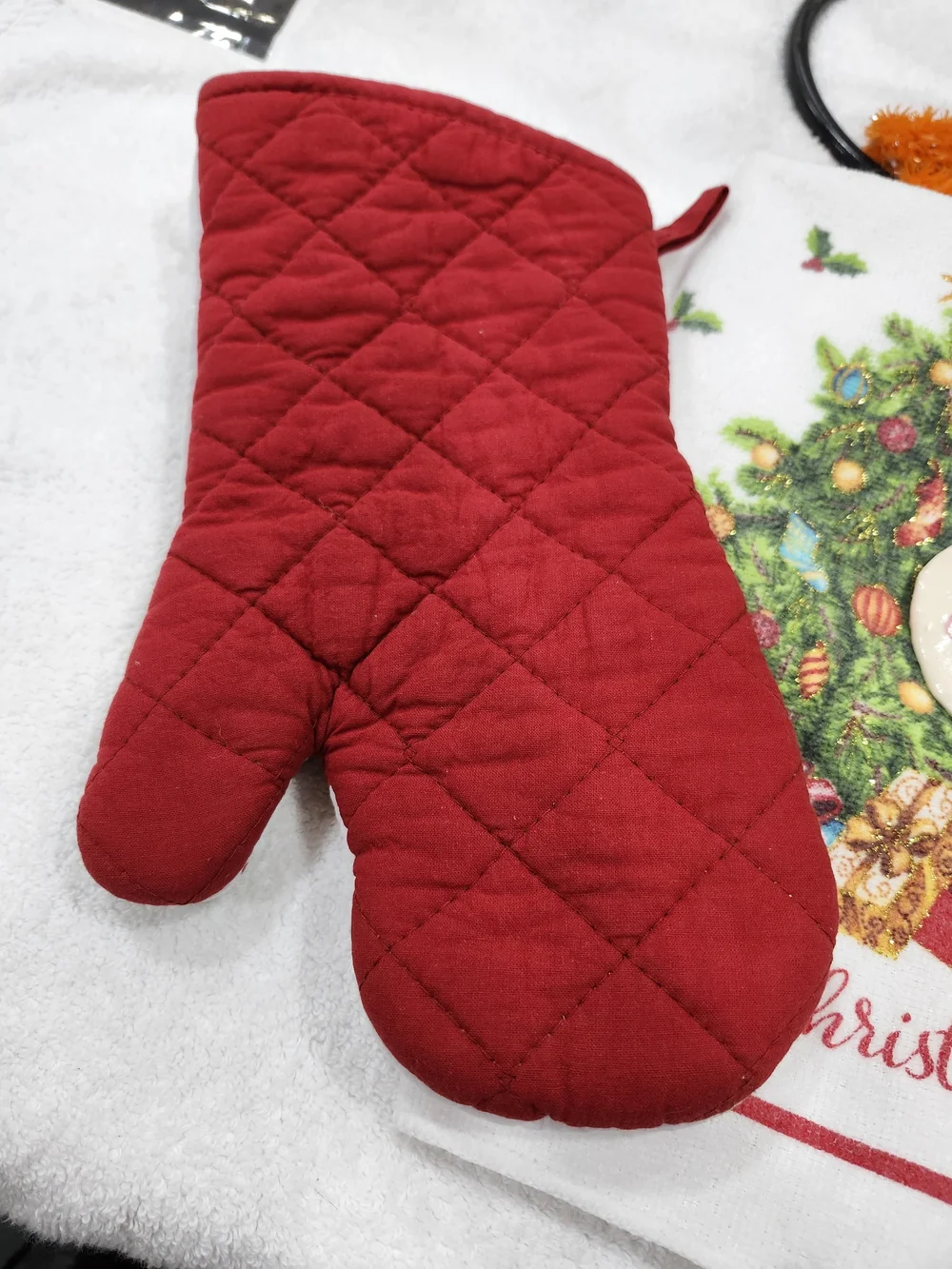Christmas Kitchen Towel Set with Santa Ornament